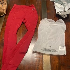 Gymshark Training Mesh Pocket Leggings - Burgundy